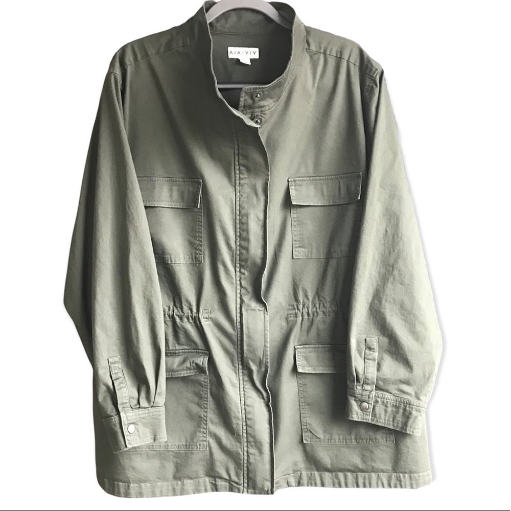 4 pocket Ava & Viv 4x Green Jacket Zip/Snap closure